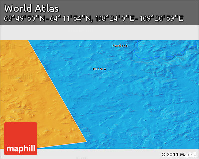 Political 3D Map of the Area around 64° 0' 52" N, 108° 52' 30" E