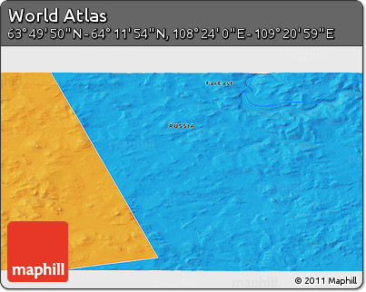 Political 3D Map of the Area around 64° 0' 52" N, 108° 52' 30" E