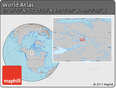 Gray Location Map of the Area around 64° 0' 52" N, 109° 34' 29" W