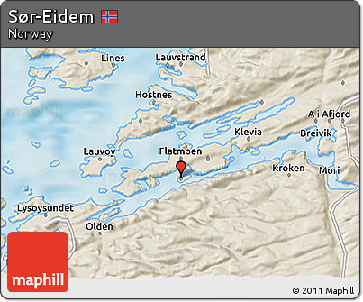 Shaded Relief 3D Map of Sør-Eidem
