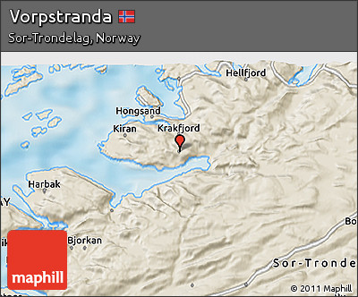 Shaded Relief 3D Map of Vorpstranda