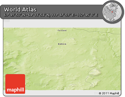 Physical 3D Map of the Area around 64° 0' 52" N, 112° 16' 30" E