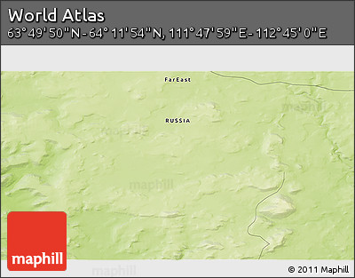 Physical 3D Map of the Area around 64° 0' 52" N, 112° 16' 30" E