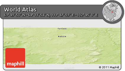 Physical Panoramic Map of the Area around 64° 0' 52" N, 112° 16' 30" E