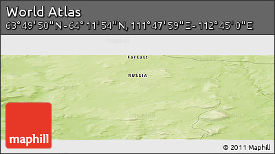 Physical Panoramic Map of the Area around 64° 0' 52" N, 112° 16' 30" E
