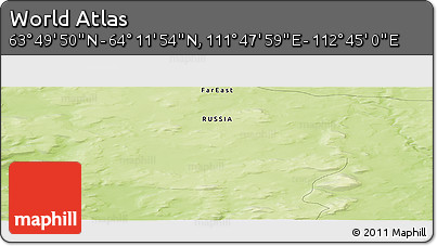 Physical Panoramic Map of the Area around 64° 0' 52" N, 112° 16' 30" E
