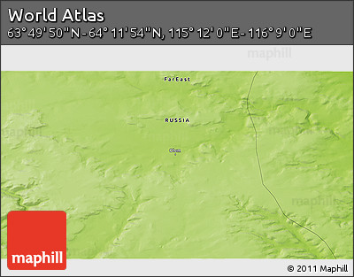 Physical 3D Map of the Area around 64° 0' 52" N, 115° 40' 30" E