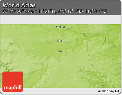 Physical 3D Map of the Area around 64° 0' 52" N, 115° 40' 30" E