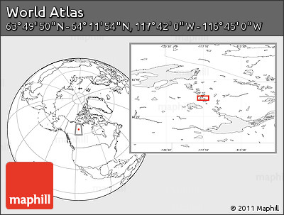 Blank Location Map of the Area around 64° 0' 52" N, 117° 13' 29" W