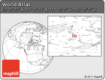 Blank Location Map of the Area around 64° 0' 52" N, 117° 13' 29" W