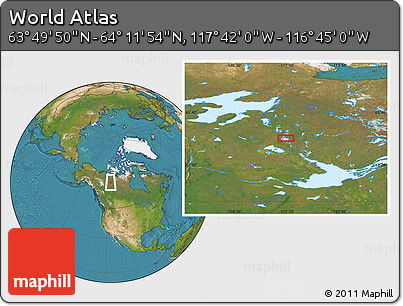 Satellite Location Map of the Area around 64° 0' 52" N, 117° 13' 29" W