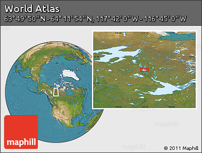 Satellite Location Map of the Area around 64° 0' 52" N, 117° 13' 29" W