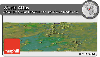 Satellite Panoramic Map of the Area around 64° 0' 52" N, 117° 13' 29" W