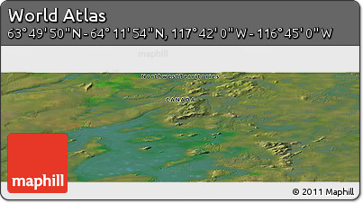 Satellite Panoramic Map of the Area around 64° 0' 52" N, 117° 13' 29" W