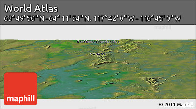 Satellite Panoramic Map of the Area around 64° 0' 52" N, 117° 13' 29" W
