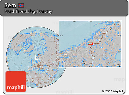 Gray Location Map of Sem, hill shading