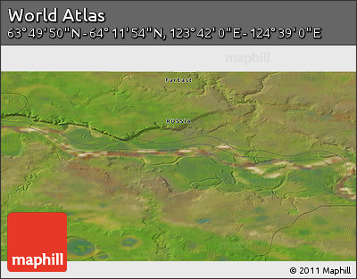 Satellite 3D Map of the Area around 64° 0' 52" N, 124° 10' 30" E