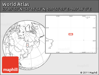 Blank Location Map of the Area around 64° 0' 52" N, 140° 19' 29" E