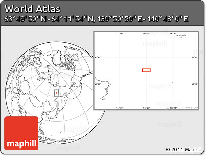 Blank Location Map of the Area around 64° 0' 52" N, 140° 19' 29" E