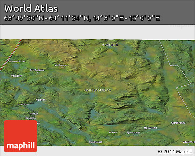 Satellite 3D Map of the Area around 64° 0' 52" N, 14° 31' 30" E