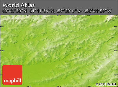 Physical Map of the Area around 64° 0' 52" N, 157° 10' 30" W