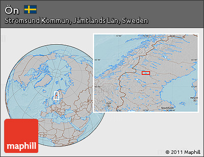 Gray Location Map of Ön, hill shading