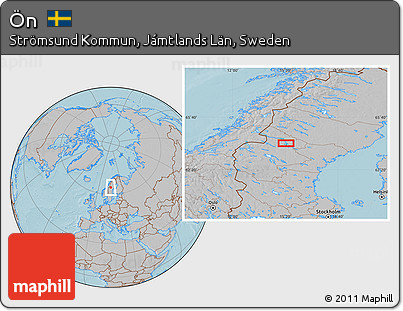 Gray Location Map of Ön, hill shading