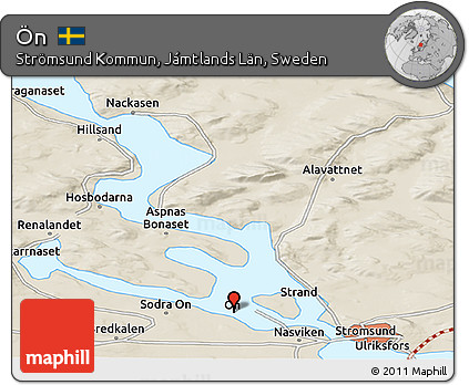 Shaded Relief Panoramic Map of Ön