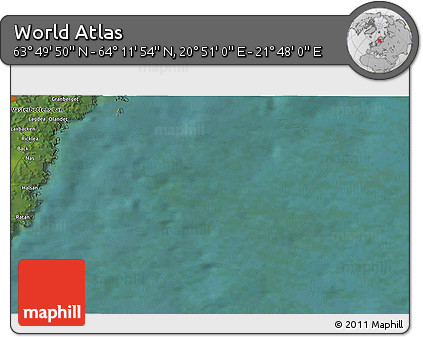 Satellite 3D Map of the Area around 64° 0' 52" N, 21° 19' 30" E
