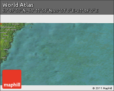 Satellite 3D Map of the Area around 64° 0' 52" N, 21° 19' 30" E