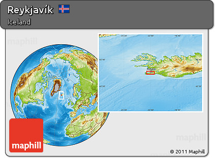 Physical Location Map of Reykjavík