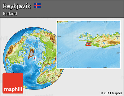 Physical Location Map of Reykjavík