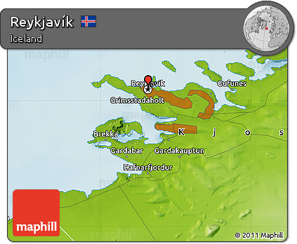 Physical Map of Reykjavík