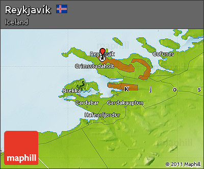 Physical Map of Reykjavík