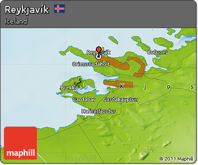 Physical Map of Reykjavík