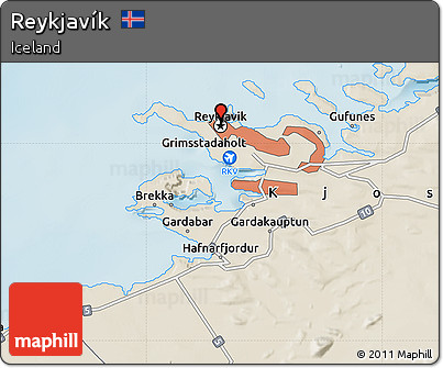 Shaded Relief Map of Reykjavík