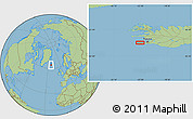 Savanna Style Location Map of the area around 64° 0' 52" N, 22° 52' 30" W