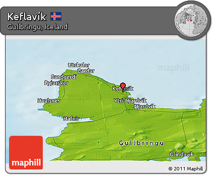 Physical Panoramic Map of Keflavík