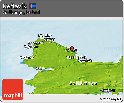 Physical Panoramic Map of Keflavík