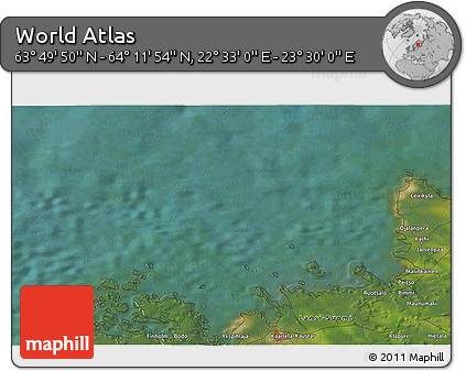 Satellite 3D Map of the Area around 64° 0' 52" N, 23° 1' 29" E
