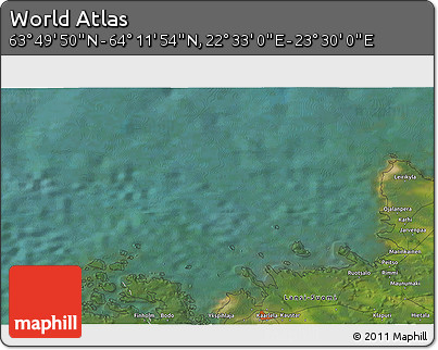 Satellite 3D Map of the Area around 64° 0' 52" N, 23° 1' 29" E