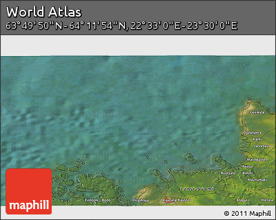Satellite 3D Map of the Area around 64° 0' 52" N, 23° 1' 29" E