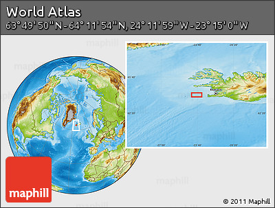 Physical Location Map of the Area around 64°&nbsp;0'&nbsp;52"&nbsp;N,&nbsp;23°&nbsp;43'&nbsp;30"&nbsp;W
