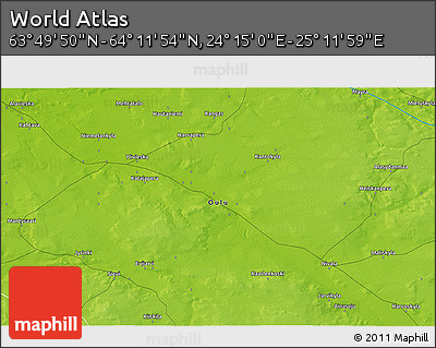 Physical 3D Map of the Area around 64° 0' 52" N, 24° 43' 30" E