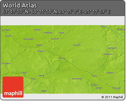 Physical 3D Map of the Area around 64° 0' 52" N, 24° 43' 30" E