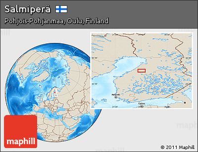 Shaded Relief Location Map of Salmiperä