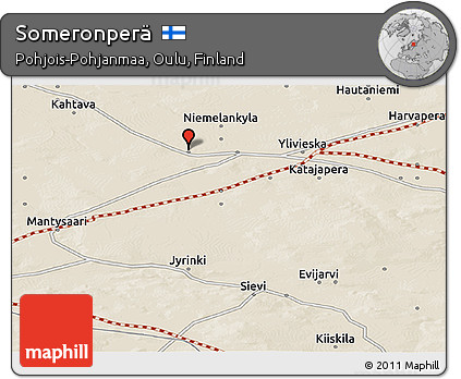 Shaded Relief Panoramic Map of Someronperä