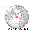 Outline Map of the Area around 64° 0' 52" N, 25° 25' 29" W, rectangular outline