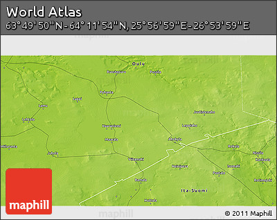 Physical 3D Map of the Area around 64° 0' 52" N, 26° 25' 29" E