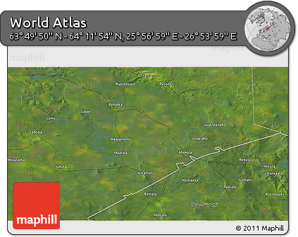 Satellite 3D Map of the Area around 64° 0' 52" N, 26° 25' 29" E